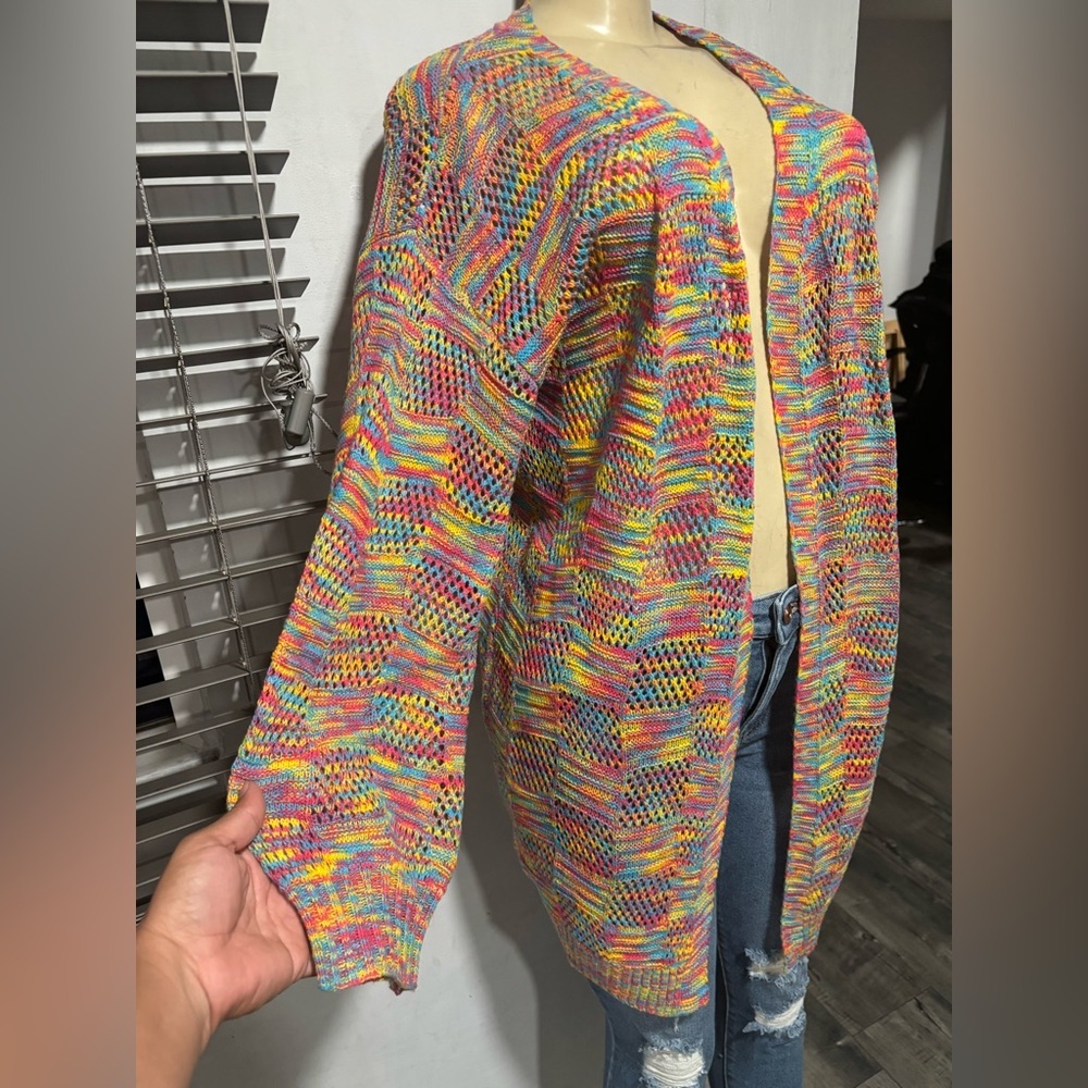SHEIN Colorful Knit Open-Front Cardigan - Picture 3 of 6